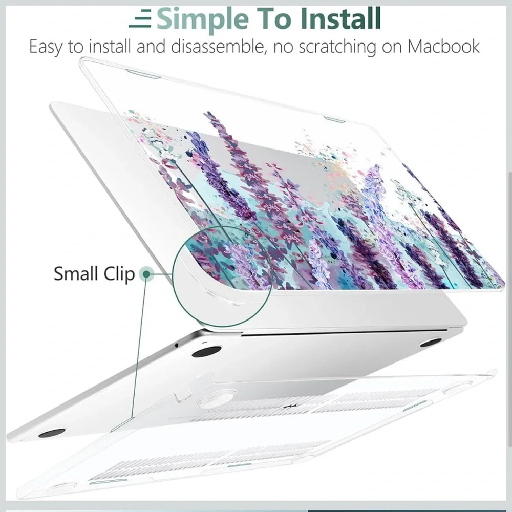 Floral MacBook Case with Purple Keyboard Cover